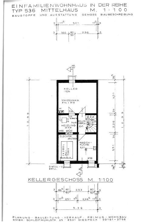 Grundriss KG Reihenhaus Dietersheim , Mittelfr