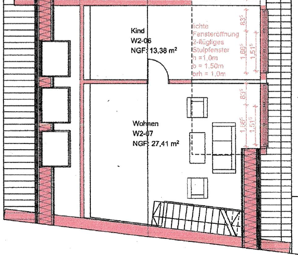 Grundriss Dachgeschoss Maisonettewohnung Bad Windsheim