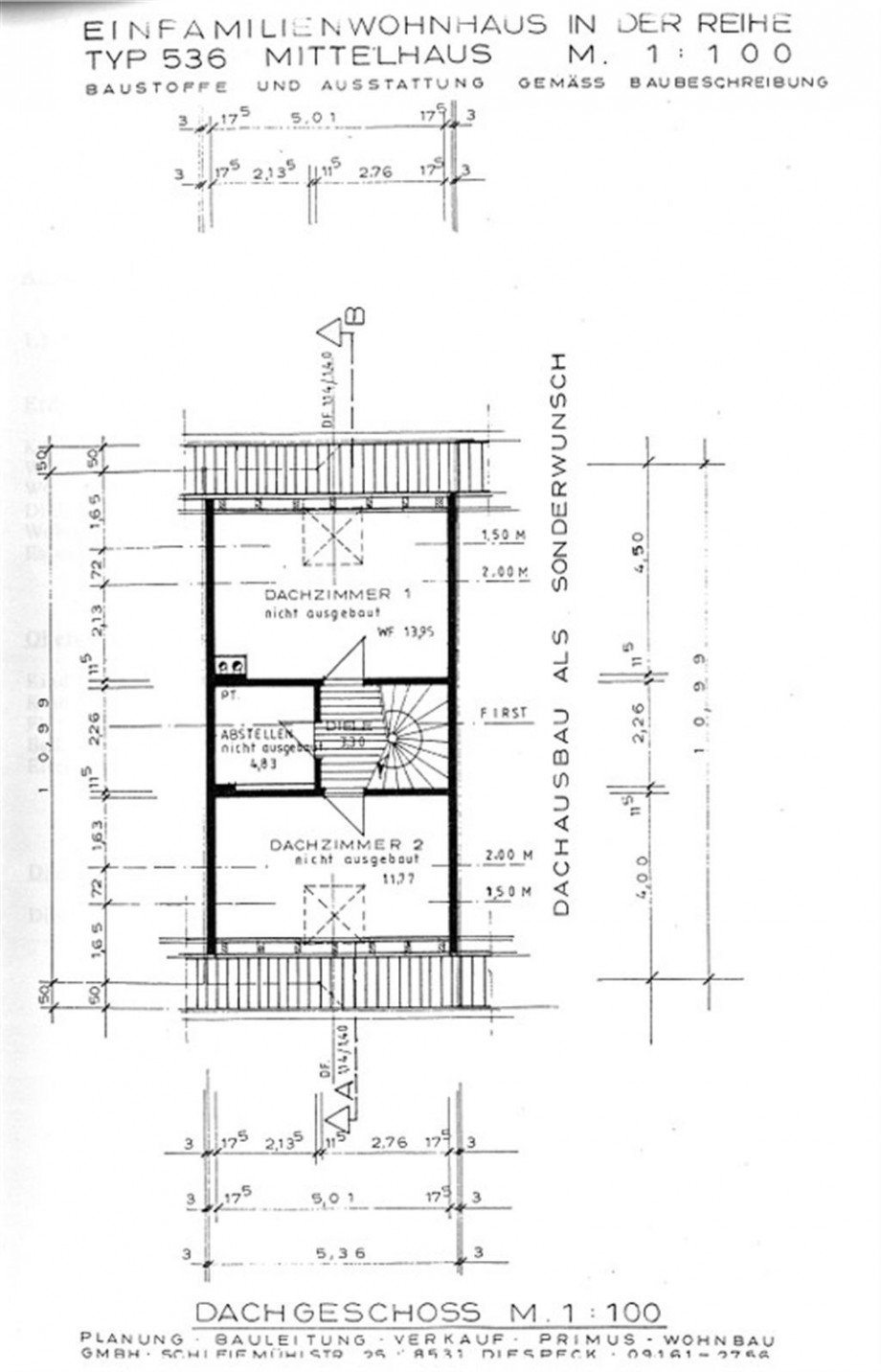 Grundriss DG Reihenhaus Dietersheim , Mittelfr