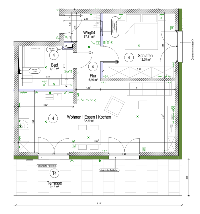 Grundriss WE 04 Erdgeschosswohnung Domb�hl