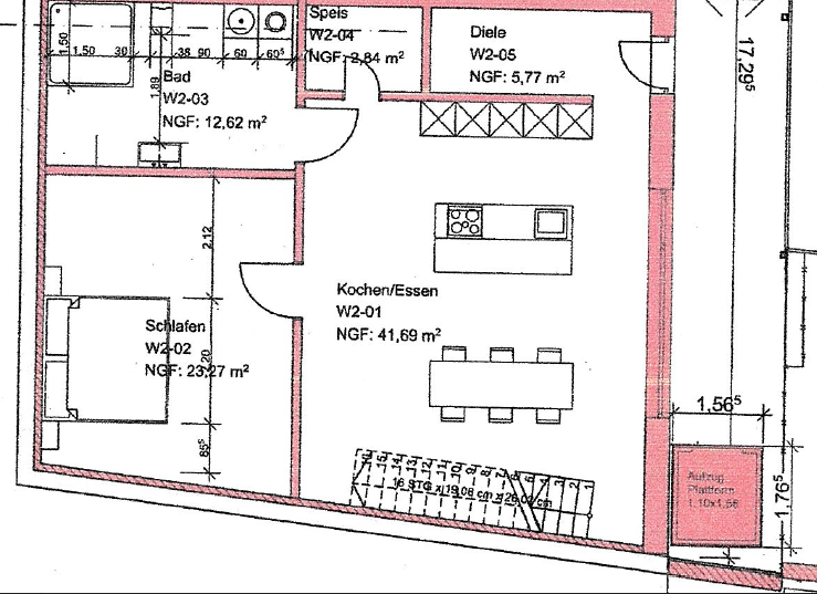 Grundriss Obergeschoss Maisonettewohnung Bad Windsheim
